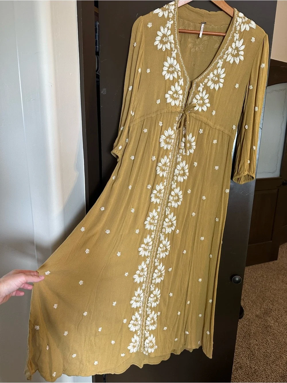 Free People Maxi Dress with Floral Embroidery